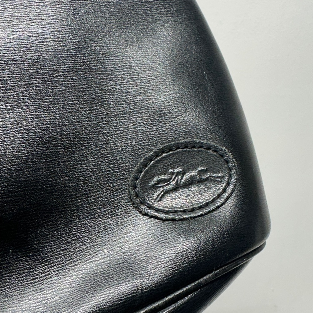 Longchamp Roseau Purse Leather Messenger Shoulder Bag Black Gold Vintage - Picture 4 of 15